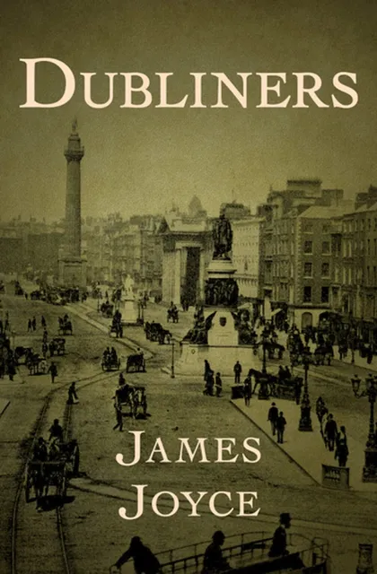 A 19th century street scene on the cover of Dubliners, by James Joyce.